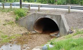 <p>A tunnel or pipe allowing water to pass under a road or railway</p>