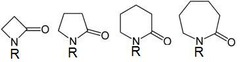 <p>Cyclic Amide, ring size varies, R is C or H</p>