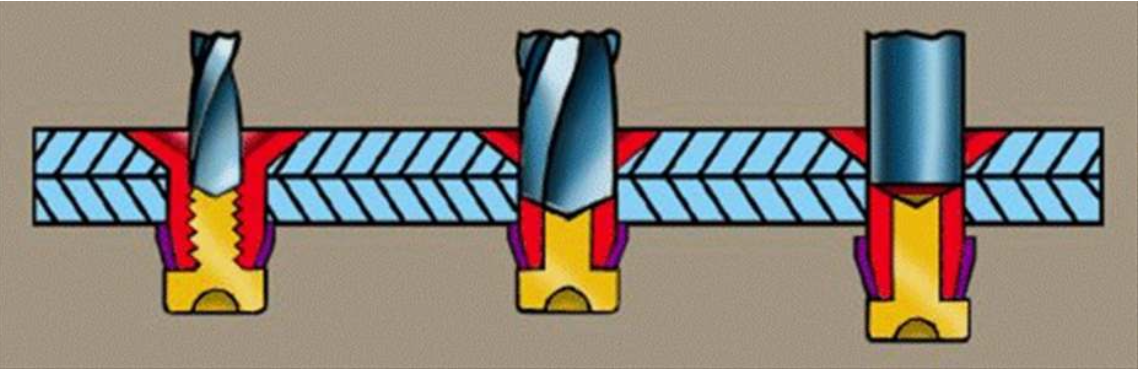 <p>Remove the washer-nut or locking collar with a box end wrench or vise-grips, then tap the remaining fastener out with a mallet.</p>
