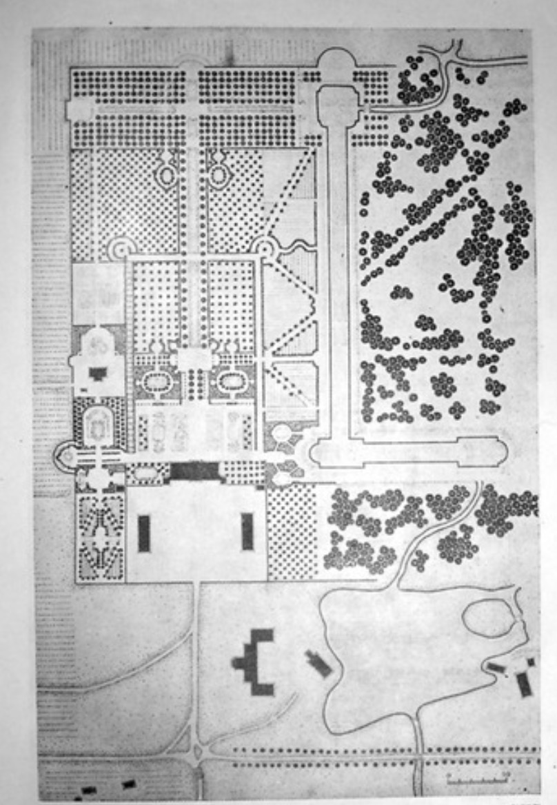 <p>Nieborów, plan ogrodu pałacowego</p>