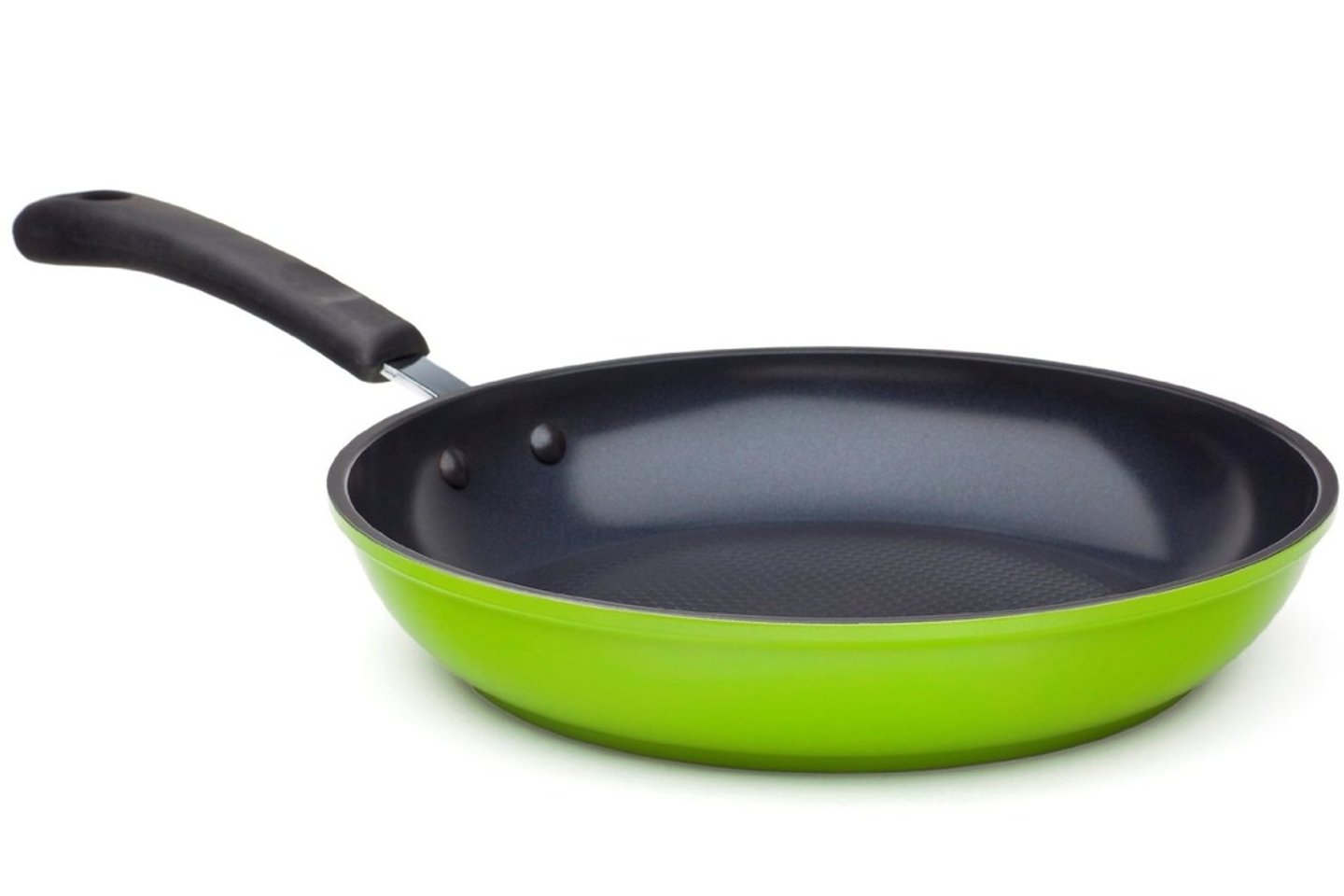 <p>A flat metal pan with a long handle, used for frying food.</p><p>Example: He flipped the eggs carefully in the frying pan.</p>