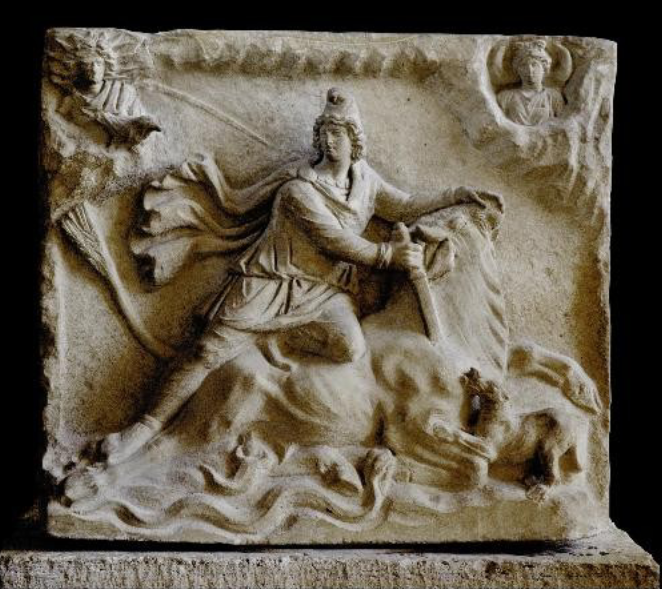 <p>Mithras, stone relief, 3rd c.</p>
