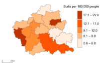 <p><span style="background-color: transparent;">Recognizable areas of a map are shaded to stand out with the portion of the measurement. Ex: The darker the state, the more corn population</span></p>