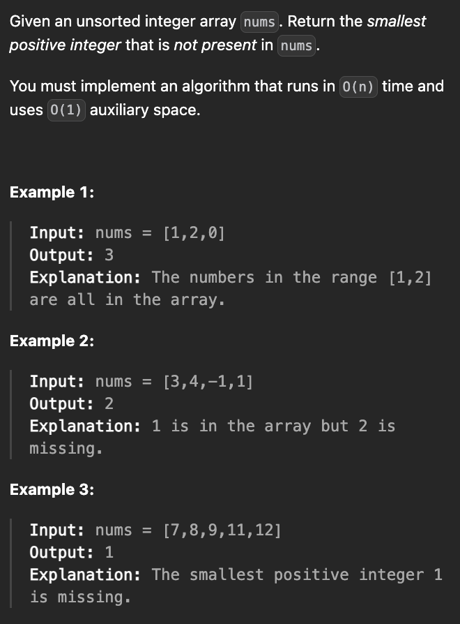 <p><strong>First Missing Positive (H)</strong></p>