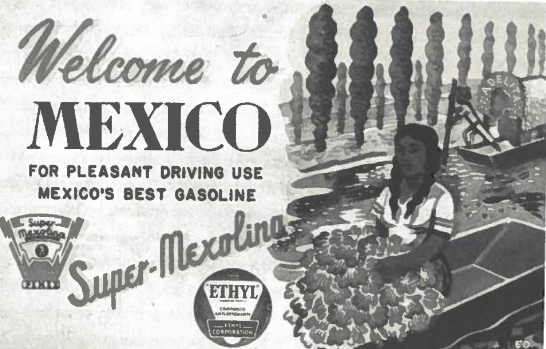 <p>Welcome to Mexico Postcard, Super-Mexilina Gasoline</p>