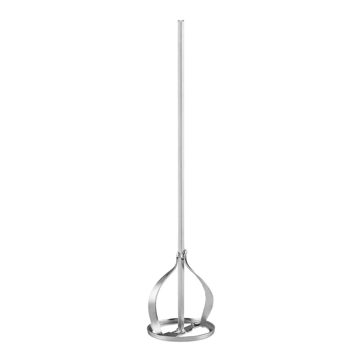 <p>Drill-mounted mixing attachment with spiral or paddle-shaped blades used to blend paint and other liquids evenly when spun by an electric drill.</p>