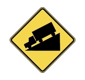 <p>Warns of a steep downgrade ahead; <mark data-color="green" style="background-color: green; color: inherit;">drivers should check their brakes and slow down</mark>.</p>