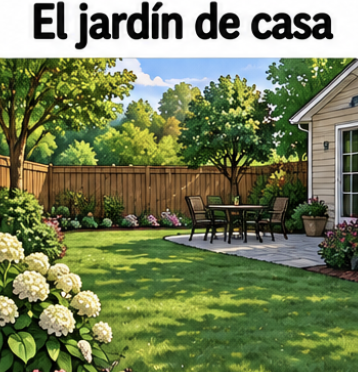 <p>el jardín de casa</p>