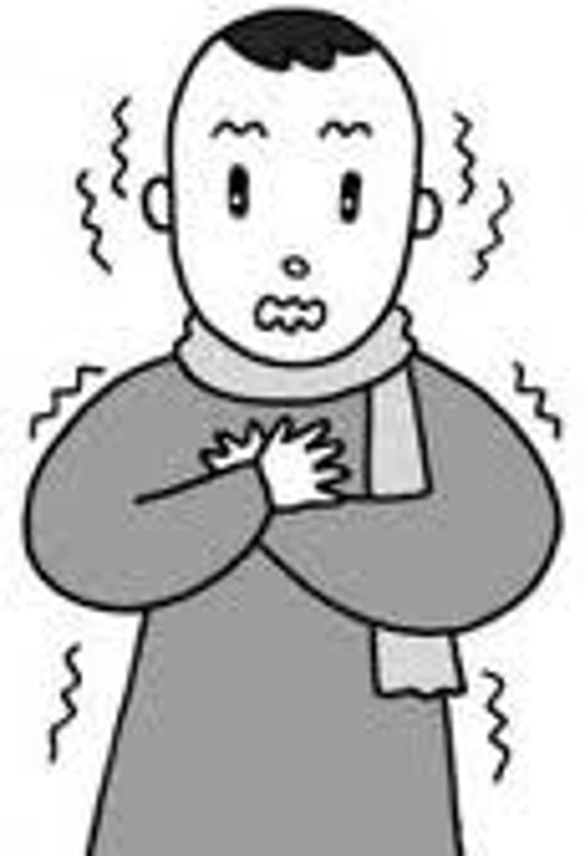 <p>to shiver due to cold, fever or fear</p>