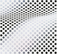 <p>A teacher comparing the artwork below with Abstract Expressionist painting would MOST likely emphasize that Op Art:</p>