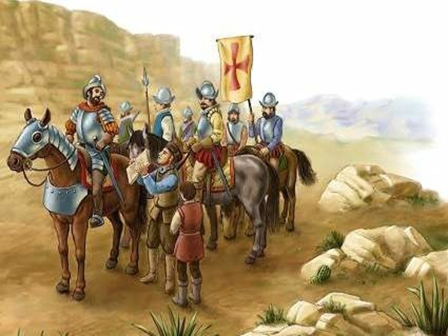 <p>Spanish 'conqueror' or soldier in the New World. They were searching for the 3-G's: gold, God, and glory.</p>