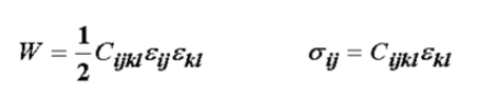 <p>W=1/2 Cijkl Eij Ekl</p>