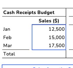 <p><span><strong>Cash receipts <br>(collections) budget</strong></span></p>