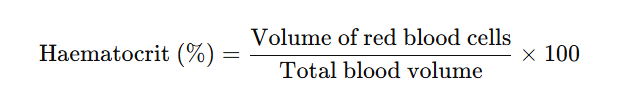 <ul><li><p>A measure of the proportion of red blood cells in the blood</p></li></ul><p></p>