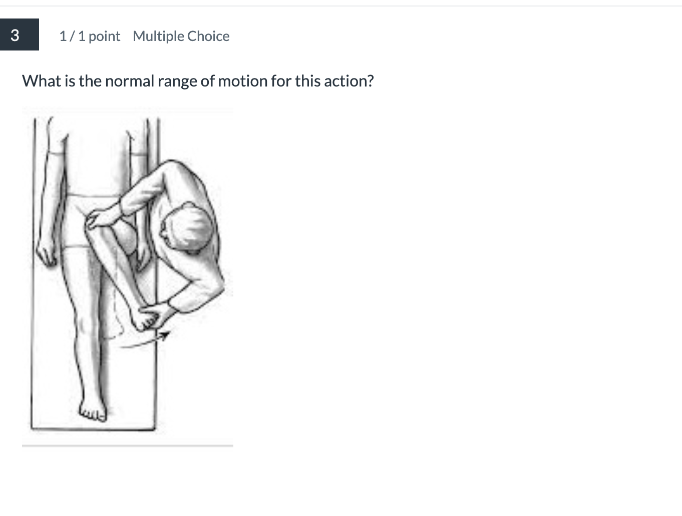 <p><span>What is the normal range of motion for this action?</span></p>