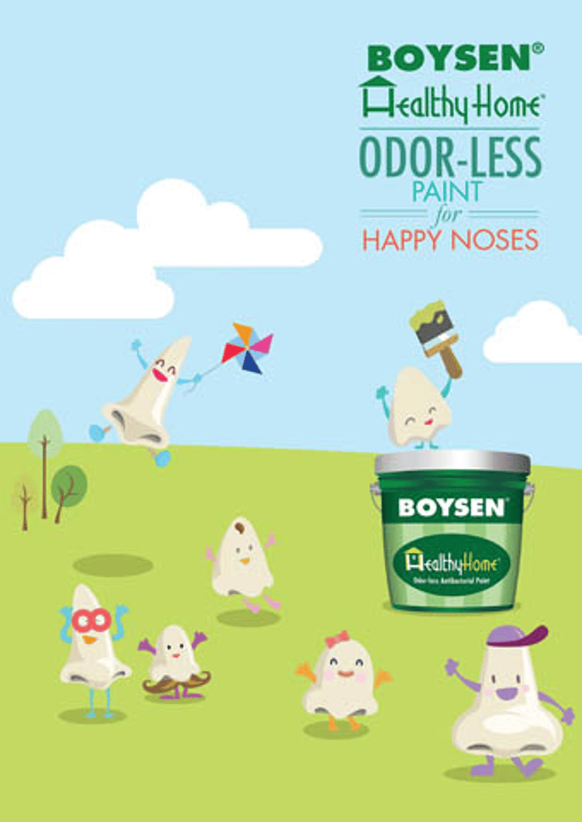 <p>DESCRIPTION:BOYSEN® Healthy Home™ is a odor-less, low VOC, premium acrylic, water-based interior coating with exclusive Microban® antibacterial protection to give extra defense against bacteria</p><p>PRINCIPAL USES: BOYSEN® Healthy Home™ is the ideal choice for residences, medical facilities, nursing homes, schools, day care facilities, and food commissaries. For interior concrete and drywall surfaces.</p><p>PRACTICAL COVERAGE: 25-30 square meter / 4 liters / coat</p><p>APPLICATION: paint brush, roller or airless spray</p>