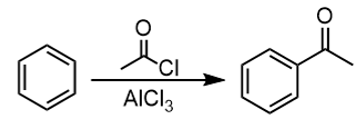 <p>adds ketone to benzene (no Cl)</p>
