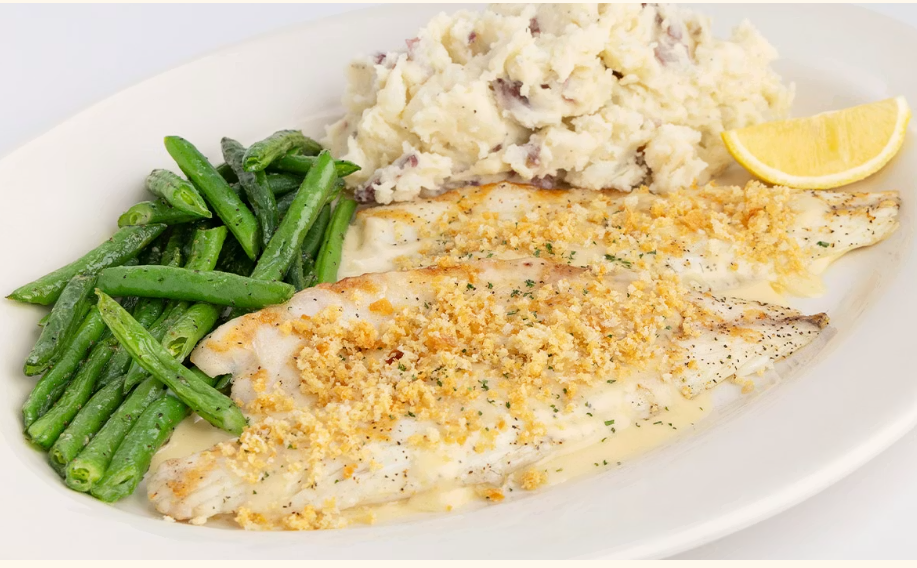 <p>Charbroiled with Lemon and Fresh Herbs. Served with Mashed Potatoes and Green Beans</p>