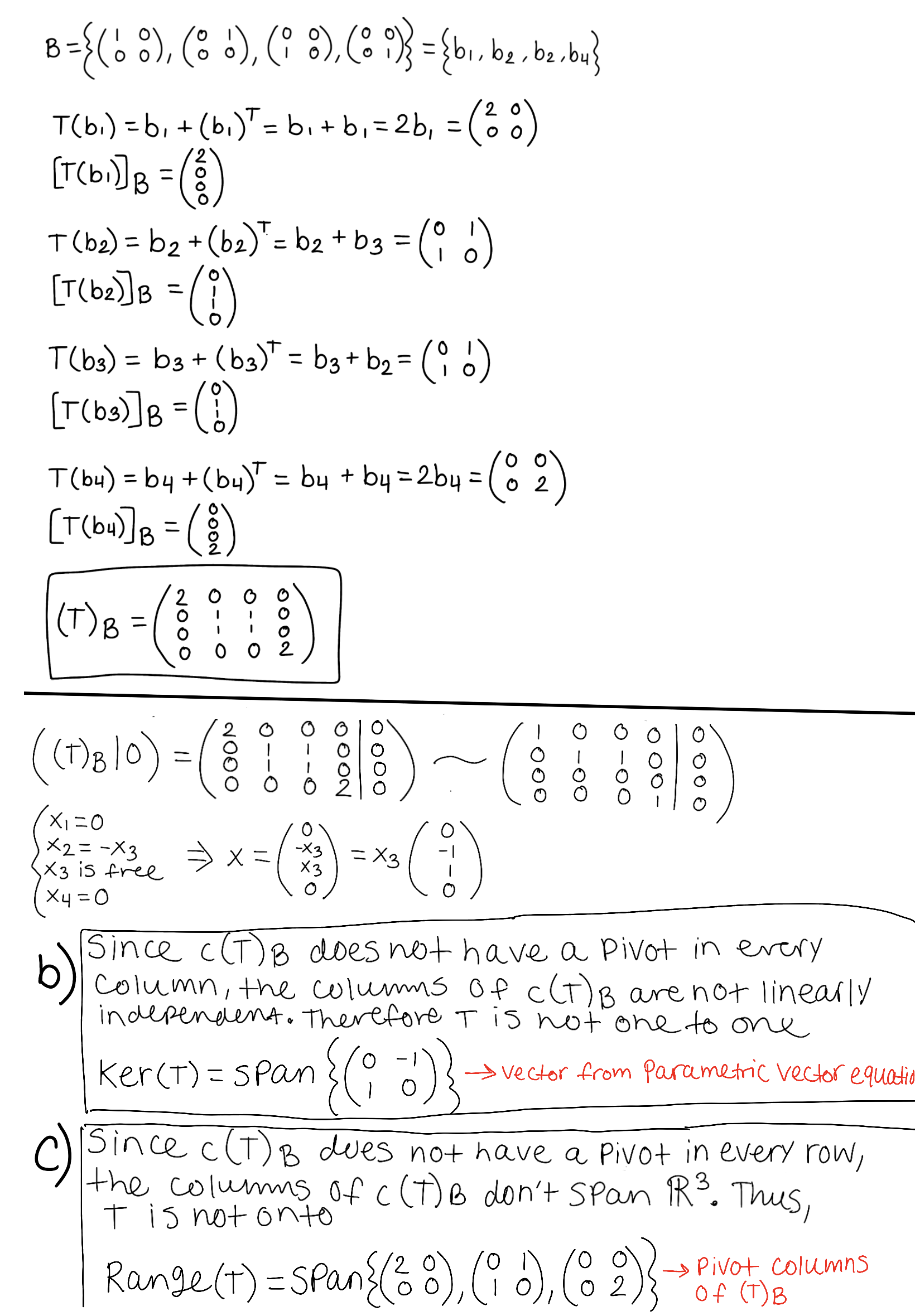 <p>*Note: when you take the transpose of a matrix, the rows become the columns and vice versa</p>