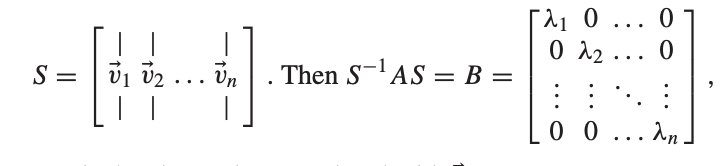 <p>eigenvalues, fA(λ) = det(A − λIn), </p><p>basis, ker(A − λIn)</p><p>eigenspaces, bases</p><p></p>