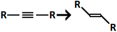 <p>alkyne --> trans (E) alkene</p><p>reduction to trans-alkene</p>