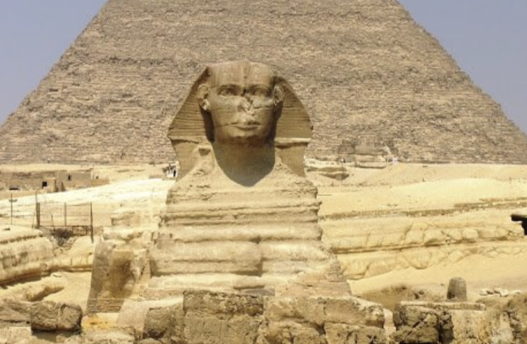 <p><span>Lion's body (strength) + king's head (intelligence), probably representing Khafre; first Egyptian colossal statue</span></p>