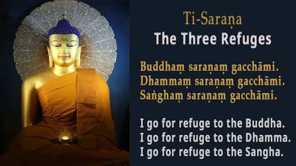 <p><span><span>Refuge in the Buddha, Dharma, and Sangha. [Quy y Phật, Pháp, và Tăng.]</span></span></p>