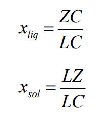 <ul><li><p>A/B - Freezing point of Pure A/B</p></li><li><p>E - Eutectic point, which corresponds to the composition of a+b with lowest crystallisation temperature. Eutectic’s are easy to seperate</p></li><li><p>Y- Pure B starts to Crystallise</p></li><li><p>Z- 2 phases exist in eqm B crystals (C) and Liquid A+B mixture (L)</p></li></ul><p></p>