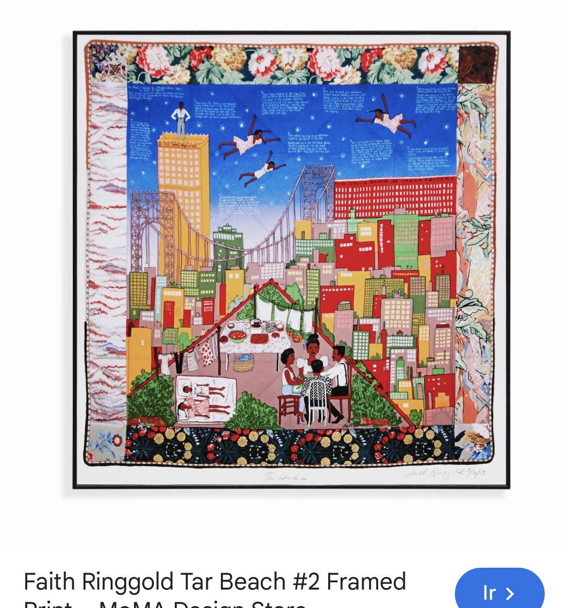 <p>Faith Ringgold ( Tar beach 2) post-modernism </p>