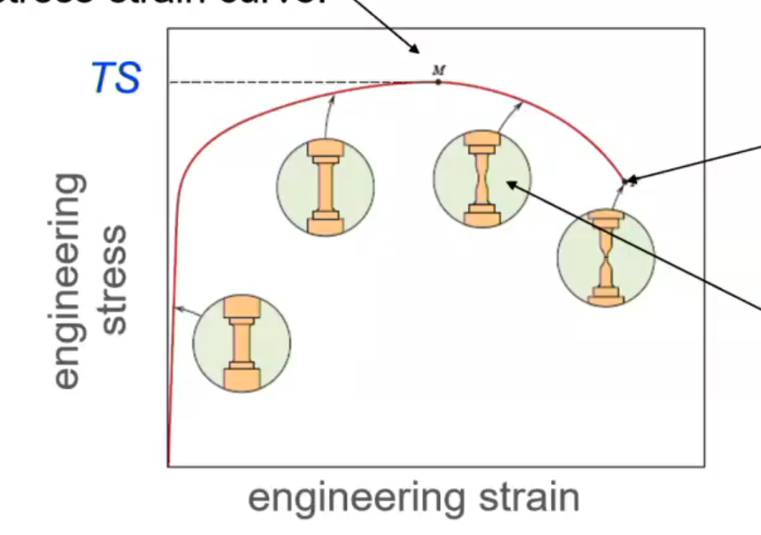 <p>max stress on engineering stress-strain curve</p>