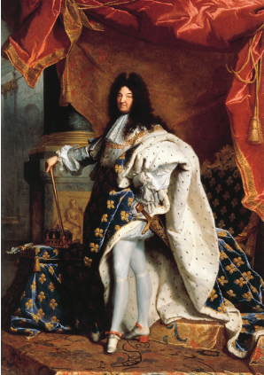 <p>Hyacinthe Rigaud 1701, oil on canvas </p><p>-sun king; Louis XIV identified himself with the sun (center of power and order) </p><p>-royal portraiture used as political propaganda</p><p>-made during the French protestant as it symbolize Reinforces loyalty to the French monarchy</p>