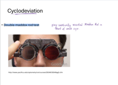 <p>What test is used to measure a cyclodeviation?</p>