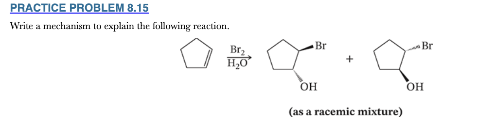 <p>8.15</p><p>Write a mechanism to explain the following reaction.</p>