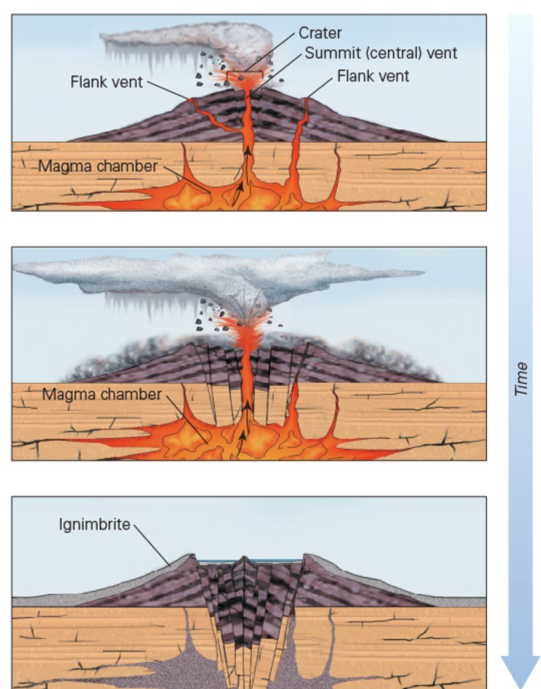 <p><span>Volcanic eruptions vary in size from very small to extremely large events. This image shows the different stages of a cataclysmic eruption. What type of eruption is shown by this sequence of images?</span></p>