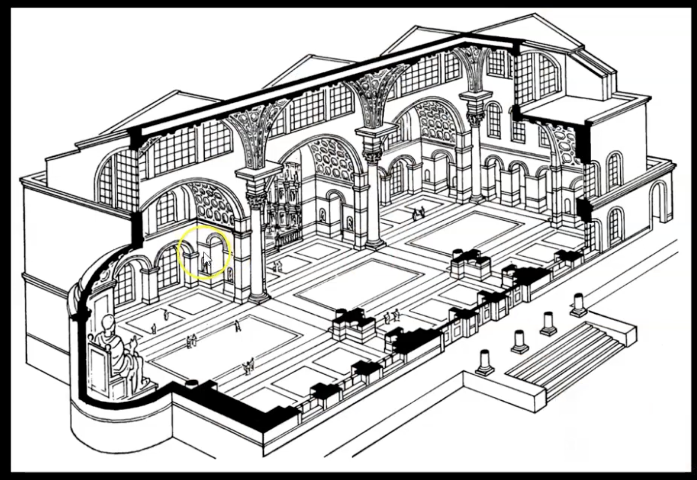 <p>Basilica Nova, or Basilica of Constantine( reconstruction), Rome, ca. 312.  (Vương cung thánh đường)</p><p>The groin vault (Mái vòm giao nhau) used repeatedly on a monumental scale</p>