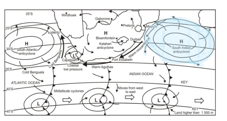 <p><span>Over the Indian Ocean east of South Africa.</span></p>