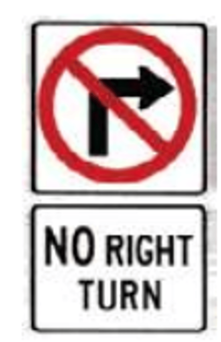 <p>A sign indicating that you cannot make a right turn at this intersection.</p>