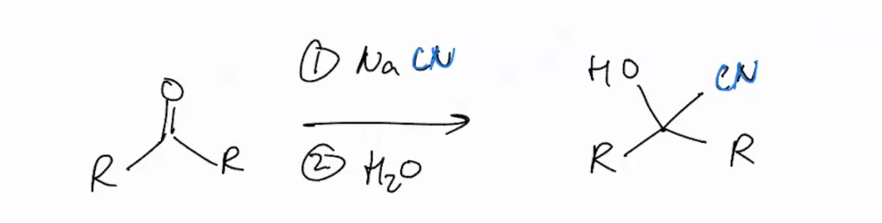 <p>Cyanohydrin synthesis</p>