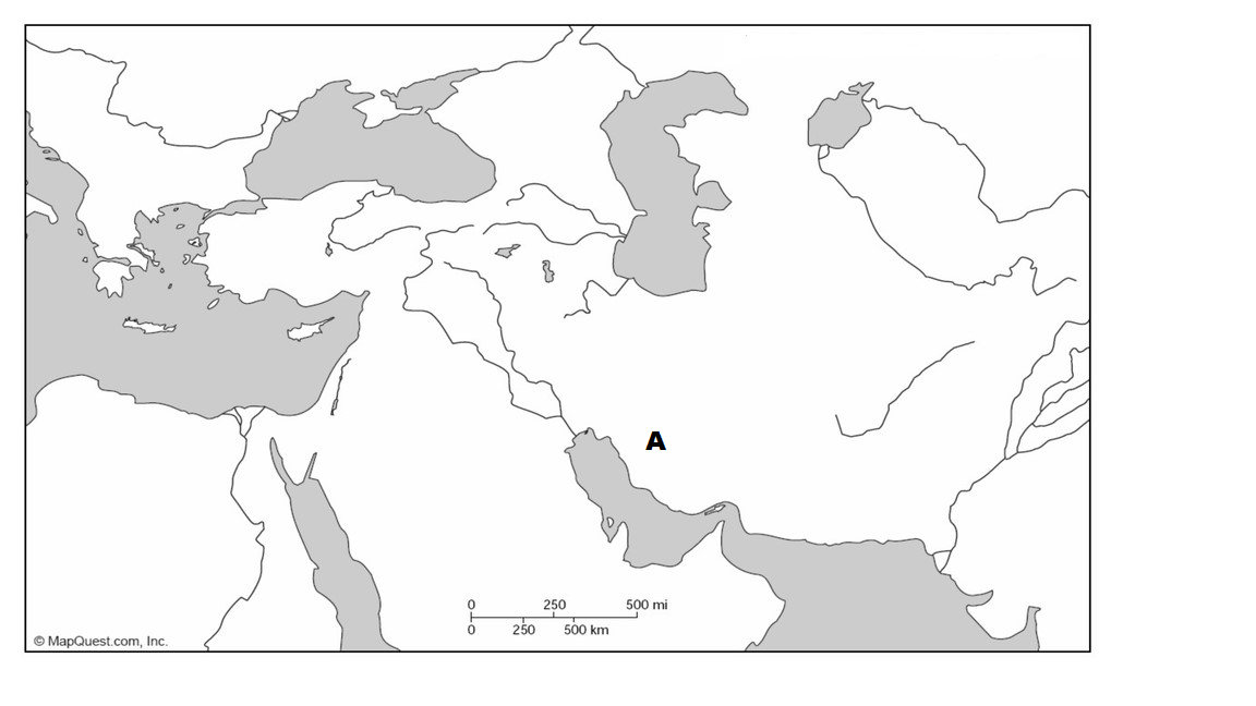 <p>The place indicated by “A” on this map is</p>