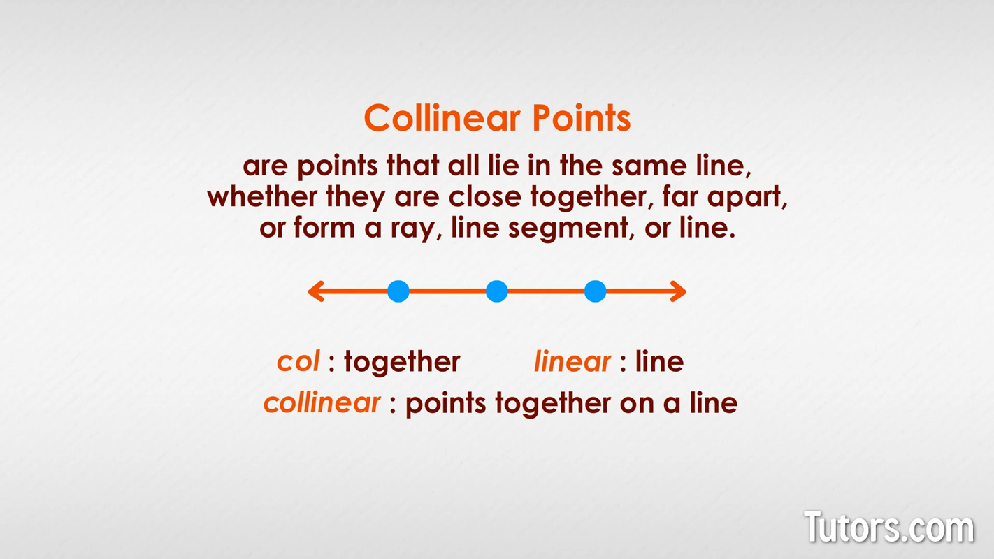 <p>Points that lie on the same straight line, such that the gradient between any two of the points is equal.</p>