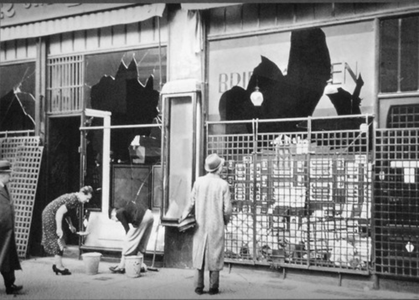 <p>"Night of Broken Glass," when Nazis attacked Jews throughout Germany</p>
