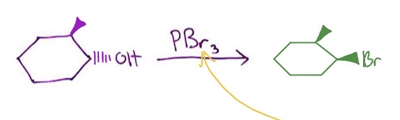 <p>1°/2° OH + PBr3 → alkyl bromide</p>