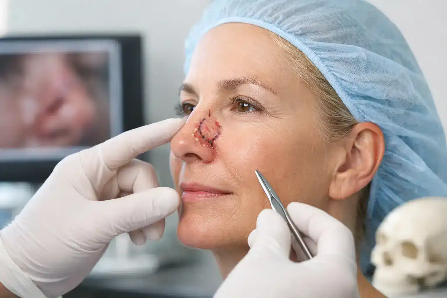 <p>While playing basketball, John suffered a nose fracture after being hit in the face. At the emergency room, the doctor explained that he would need <strong><em>surgical repair of the nose</em></strong> to restore its appearance and function. </p>