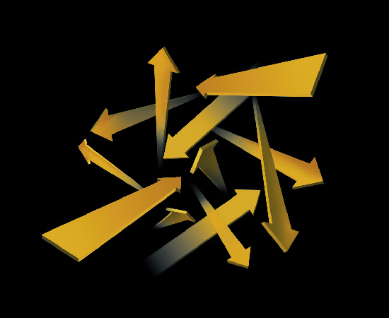 <p>irregularly in all directions</p>