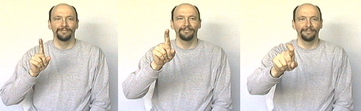 <p><span style="font-size: medium;"><span>Start with an index-finger handshape, move your hand toward the person being asked, and change your handshape into an "X"-hand (pointed toward that person at a loose angle).</span></span></p>