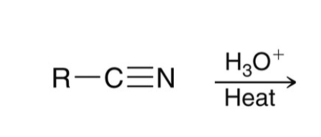 <p>nitrile + acid and heat</p>