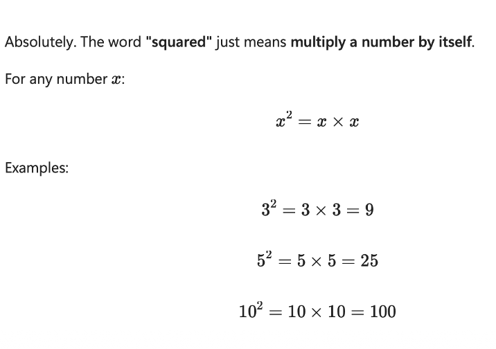 <p>This simply mean that the number is multiplied by itself (squared).</p>