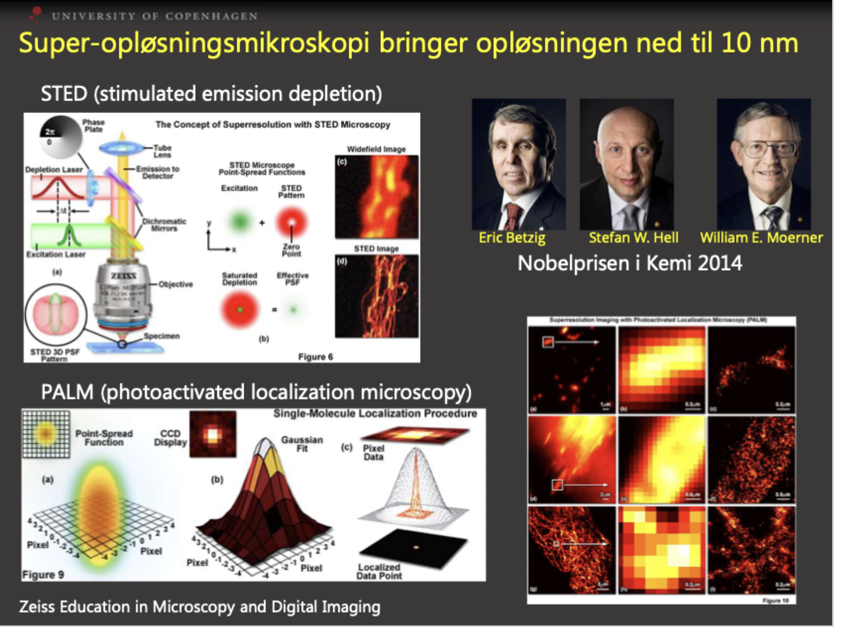 <p><span>Man opnår ekstrem høj opløsning (helt ned til 10 nm) </span><em>uden</em><span> at forlade lysmikroskopien, hvilket gør det muligt at bruge fluorescerende markører på specifikke proteiner og potentielt se levende celler.</span></p>