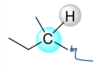 <p>carbon bonded to three other carbon atoms </p>