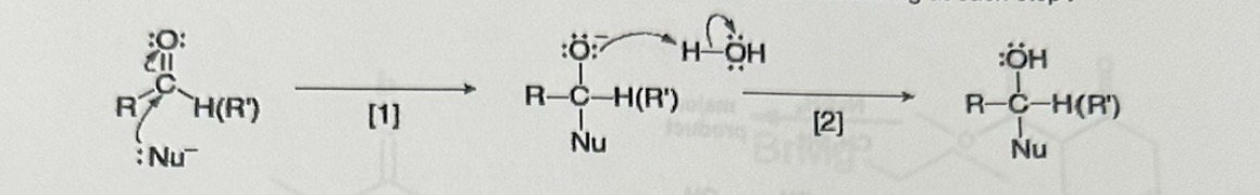 <p>In the following general mechanism what type of reaction is occurring at each step? </p>